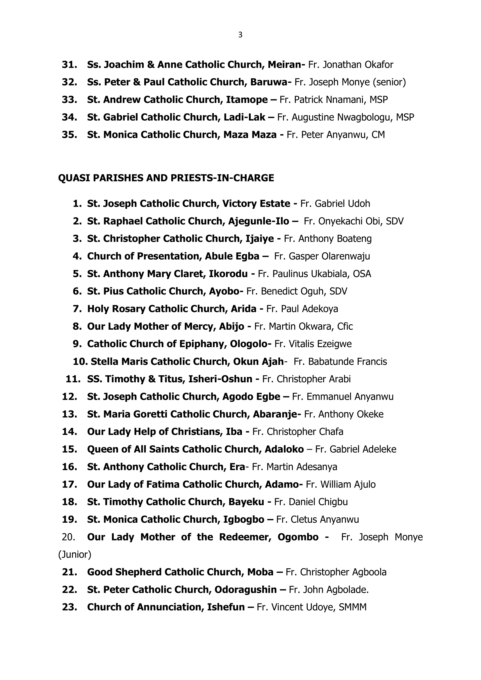 LAGOS ARCHDIOCESAN PRIESTS' TRANSFER AUGUST 2025-3