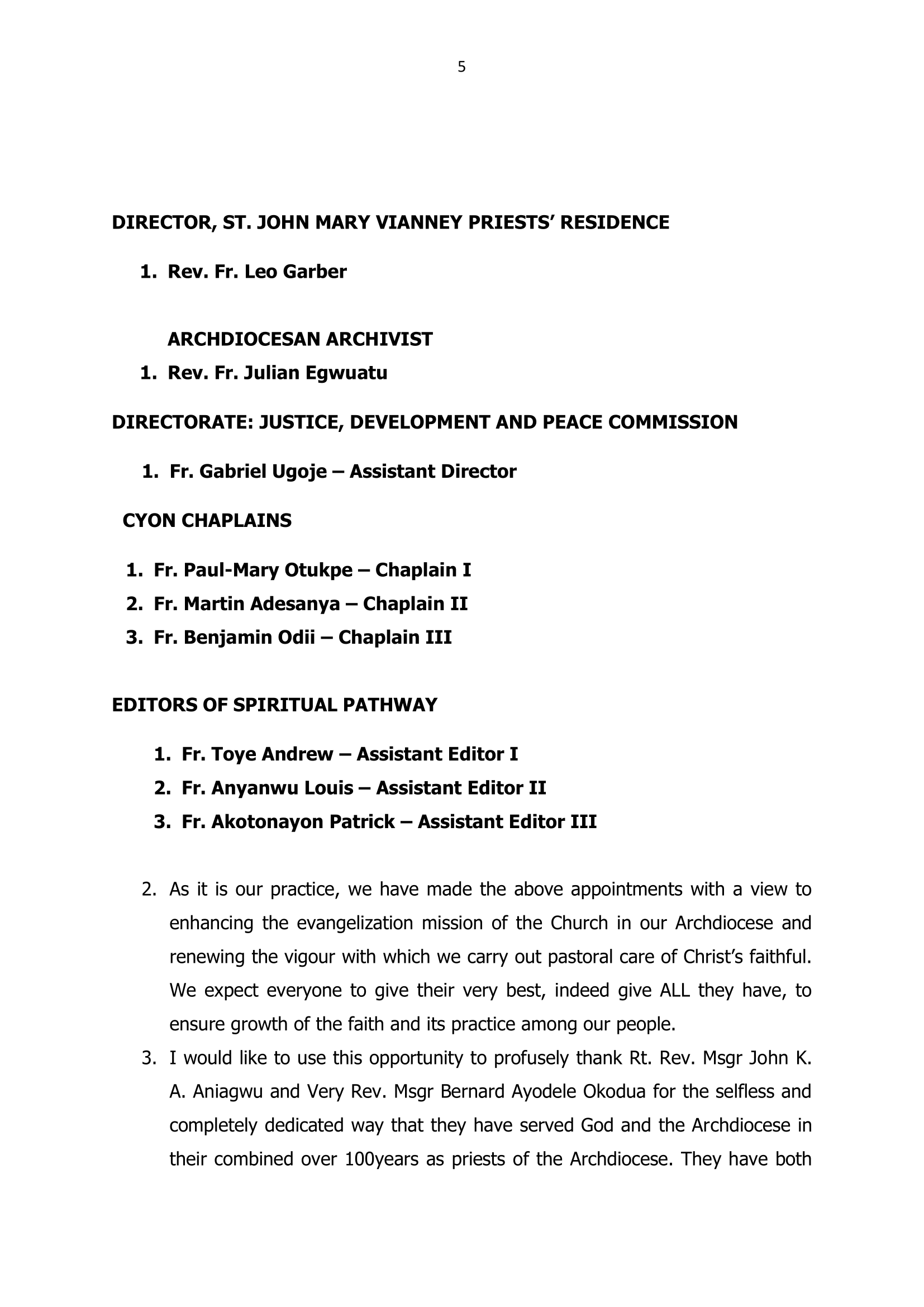 LAGOS ARCHDIOCESAN PRIESTS' TRANSFER AUGUST 2025-5