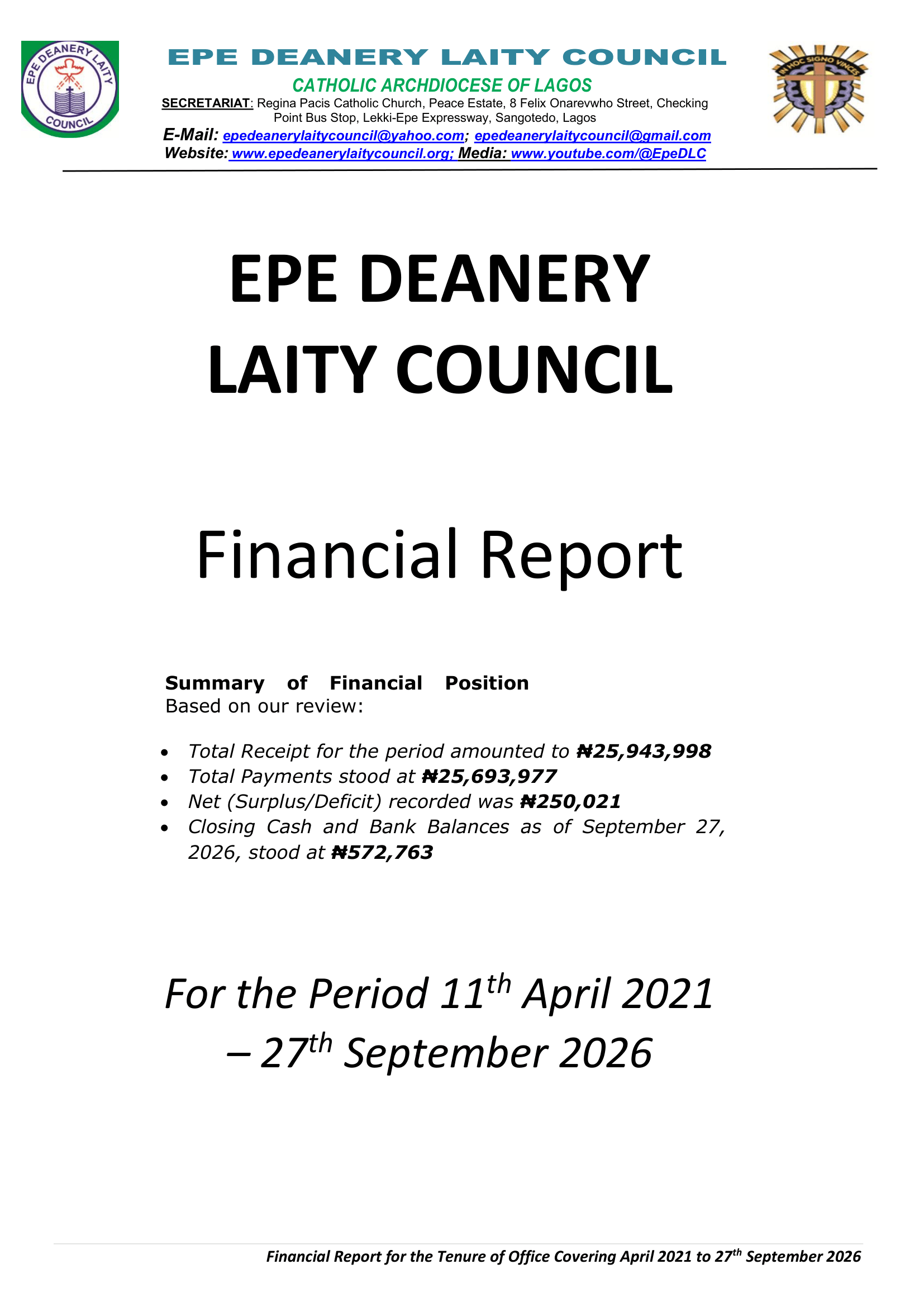 A Stewardship Report of Engr. Patrick Ekpat DLC Chairman Team of Executives -3 (1)-09